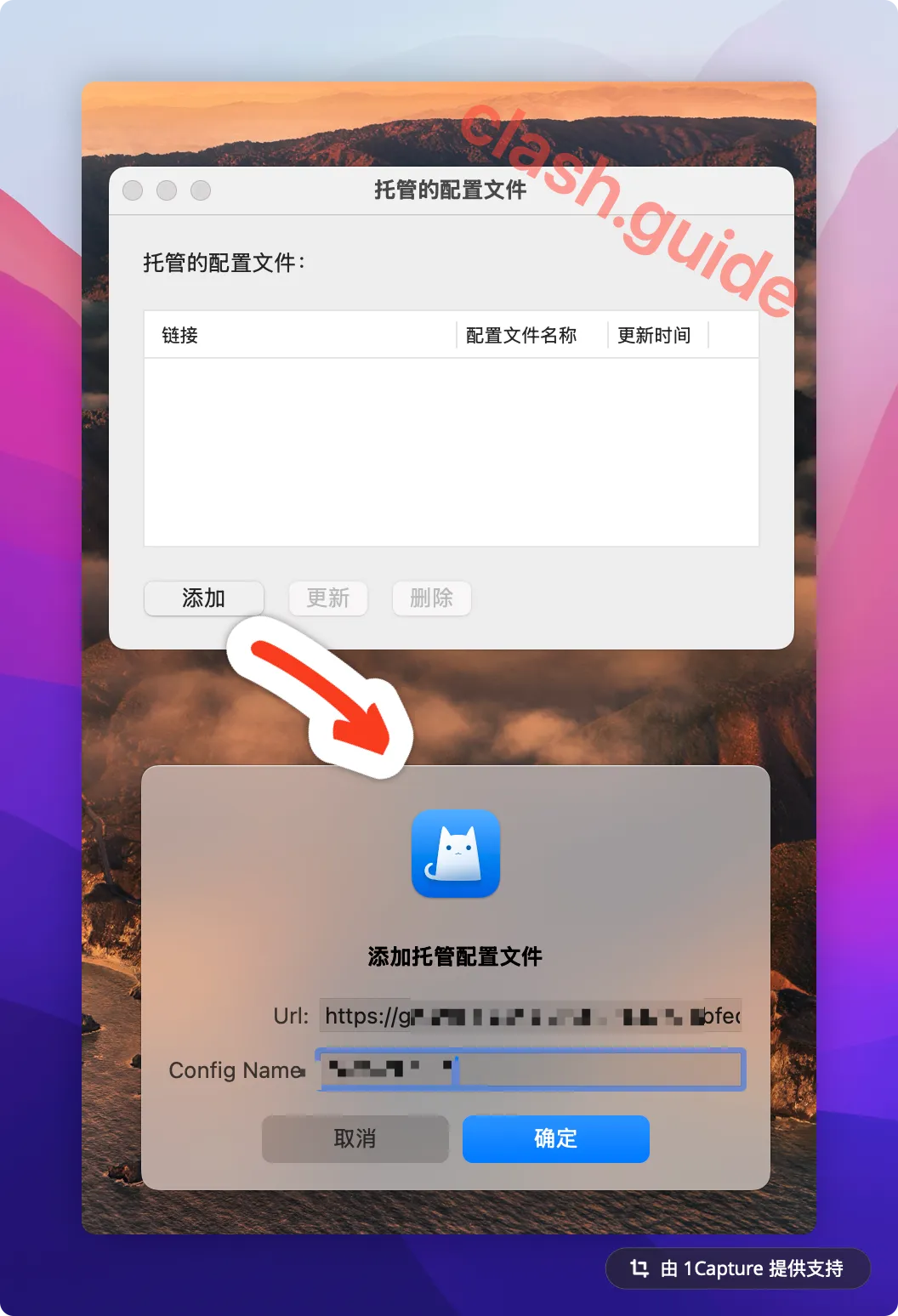 ClashX 管理并添加远程订阅链接